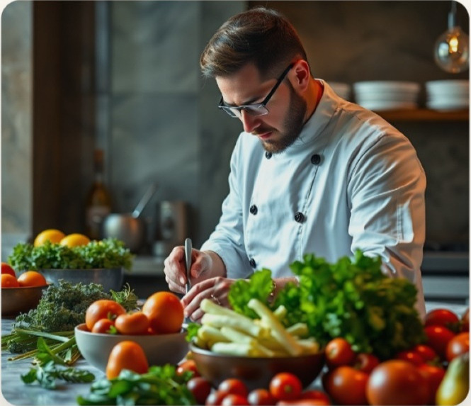 Chef preparing premium ingredients